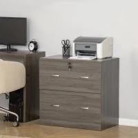 Vinsetto 2 Drawer File Cabinet with Lock, Office Filing Cabinet, Hanging Bar for Letter Size, Home Office, Grey(m-8)