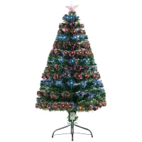 HOMCOM 4ft Fiber Optic Artificial Fir Christmas Tree, LED Pre-Lit Holiday Decoration with 130 Lights and Branch Tips(m-11)