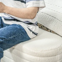 HOMCOM 46" Teddy Fleece Upholstered Bedroom Bench, End of Bed Bench with Thick Padded Cushion and Wood Frame, Cream White(m-9)