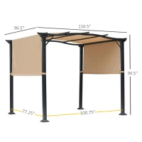 Outsunny 8' x 10' Retractable Pergola Canopy, Outdoor Gazebo with Sun Shade Shelter and Steel Frame, for Backyard, Patio, Garden, Deck(m-3)