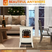 HOMCOM Electric Fireplace Heater, Freestanding Fireplace Stove with Realistic Flame Effect Overheat Protection 750W/1500W Beige(m-7)
