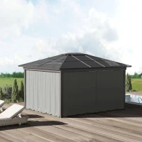 Outsunny 9.84' x 9.84' Gazebo Sidewall Set with Hooks/C-Rings, Gray(m-10)