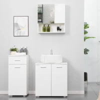 kleankin Medicine Cabinet with Mirror, Bathroom Wall Cabinet, Storage Organizer with Mirror Door, Adjustable Shelf, White(m-10)