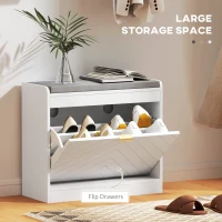 HOMCOM Shoe Storage with Seat, Upholstered Hallway Bench, Shoe Bench with Flip Drawer and Vent for 5 Pairs of Shoes(m-4)