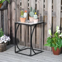 Outsunny Outdoor Mosaic Side Accent Table Indoor Coffee End Table C Shape Frame Patio Plant Stand for Garden Pool(m-8)
