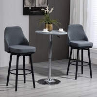 HOMCOM Extra Tall Bar Stools Set of 2, Modern 360° Swivel Barstools, Dining Room Chairs with Steel Legs Footrest, Charcoal Grey