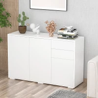 HOMCOM Kitchen Sideboard Storage Cabinet, Modern Coffee Bar with Push-Open Design and 2 Drawers for Living Room, White(m-1)