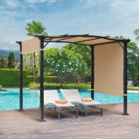 Outsunny 8' x 10' Retractable Pergola Canopy, Outdoor Gazebo with Sun Shade Shelter and Steel Frame, for Backyard, Patio, Garden, Deck(m-7)