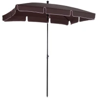 Outsunny 6.5x4ft Rectangle Patio Umbrella Aluminum Tilt Adjustable Garden Parasol Sun Shade Outdoor Canopy Coffee(m-11)