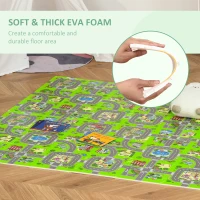 Qaba Kids Foam Puzzle Floor Tiles Baby Toddler Play Mat 36Pcs w/ 24 Side Mat Anti-slip Crawling Learning with End Border Playground Pattern 35SqFt EVA(m-5)