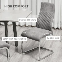 HOMCOM Set of 2 Dining Chairs High Back Accent Chair for Dining Room, Living Room with Bent Metal Base, Grey(m-5)