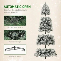 HOMCOM 9 ft Prelit Flocked Artificial Christmas Tree with 750 Clear Lights, 2387 Tips, Metal Stand for Home Office Holiday(m-7)