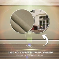 Outsunny 8'x7' Patio Awning Manual Retractable Sun Shade Outdoor Deck Canopy Shelter, Khaki(m-5)