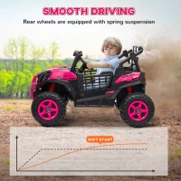 Qaba 2 Seater 24V Electric Car for Kids w/ Remote Control, 3 Speed, LED Lights, Music, Horn, Spring Suspension, Pink(m-6)