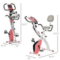 Soozier 3 in 1 Folding Exercise Bike, Foldable Stationary Bike with 8-Level Magnetic Resistance, Adjustable Seat, Pink(m-3)