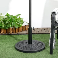 Outsunny 21 lbs Cement Round Market Umbrella Base Holder, 18" Heavy Duty Parasol Stand with Rattan Design for Patio, Black(m-8)