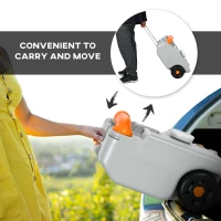 Outsunny 5.8 Gallon RV Waste Tank, Water Container with Collapsible Handle and Wheels, Portable Water Tank for Camping, Grey(m-5)