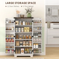 HOMCOM 47" Kitchen Pantry Storage Cabinet, Farmhouse Kitchen Pantry Cabinet with Adjustable Shelves and Door Shelves, White(m-5)