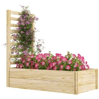 Outsunny Wood Planter Box with Trellis for Climbing Plants, Raised Garden Bed for Outdoor Flowers Herbs, 91"x24"x43", Natural(m-11)