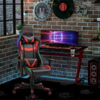 Vinsetto Racing Gaming Chair with RGB LED Lights, Adjustable Height, Gamer Office Chair, Computer Desk Chair, Black/Red(m-10)