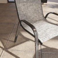 Outsunny Set of 4 Outdoor Dining Chairs, Stackable Patio Chairs with High Back, Breathable Mesh Seat for Garden Lawn, Mixed Gray(m-8)