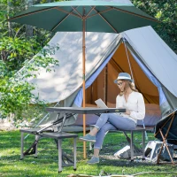 Outsunny Portable Foldable Camping Picnic Table with Seats Chairs and Umbrella Hole, Fold Up Travel Picnic Table, Grey(m-1)