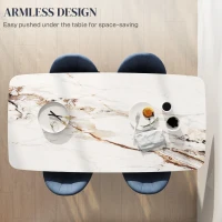 HOMCOM Modern Dining Chairs Set of 4, Upholstered Dining Room Chairs with Metal Legs, Shell Backrest, Padded Seat, Blue(m-7)