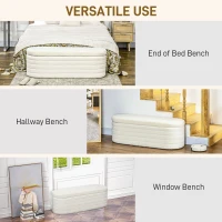 HOMCOM 46" Teddy Fleece Upholstered Bedroom Bench, End of Bed Bench with Thick Padded Cushion and Wood Frame, Cream White(m-6)