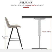 HOMCOM Bar Height Bar Stools Set of 2, Microfiber Cloth Bar Chairs with Metal Leg, Padded Seat, Kitchen Stools for Kitchen Island, Grey(m-7)