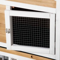 PawHut 90.5" Wooden Rabbit Hutch Bunny Cage Pet Playpen House Enclosure with Double Side Run Boxes, No Leak Tray, Ramp, for Rabbits, Chickens, Ducks, Guinea Pig and Small Animals, White(m-8)