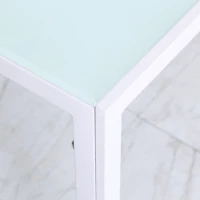 HOMCOM Rectangular Kitchen Table for 4 People, Dining Table with Tabletop Tempered Glass for Dining Room, Living Room, White(m-10)