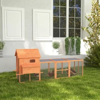 PawHut 145" Chicken Coop Large Chicken House Rabbit Hutch Wooden Poultry Cage Pen Garden & Backyard with Run & Inner Hen House Space(m-10)