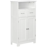 kleankin Bathroom Cabinet Organizer, Freestanding Small Storage Cabinet with Two Drawers and Adjustable Shelf for Living Room, or Entryway, White(m-1)