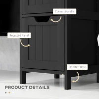 kleankin Narrow Bathroom Cabinet with 3 Drawers and 2 Tier Shelf, Tall Cupboard Freestanding Linen Tower, Black(m-5)