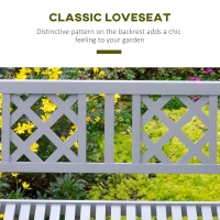 Outsunny Foldable Garden Bench, 2-Seater Patio Wooden Bench, Loveseat Chair with Backrest and Armrest for Patio, Porch or Balcony, Grey(m-4)