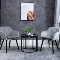 HOMCOM Modern Dining Chairs Set of 2, Kitchen Chairs Upholstered Fabric Velvet-Touch, Backrest and Armrests, Kitchen Counter Dining Room, Grey(m-8)