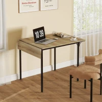 HOMCOM Drop Leaf Folding Dining Table for Small Space, Extendable Kitchen Table for 2 to 4 People, Natural Wood(m-8)