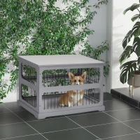 PawHut Dog Crate Furniture Decorative Cage Kennel with Strong Construction Materials & a Classic Americana Style, Grey(m-10)