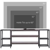 HOMCOM Industrial TV Cabinet for TVs Up to 60", TV Stand with Open Shelf Storage, Media Console with Steel Frame, Rustic Brown(m-7)