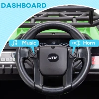 Aosom 12V Kids UTV with Music, Lights, MP3/USB, Suspension System, Remote Control, Green(m-5)