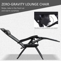 Outsunny Zero Gravity Chair Set of 2 Patio Chair with Side Table Cupholders and Pillows for Pool, Backyard, Lawn, Beach, Grey(m-4)