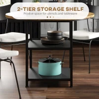 HOMCOM Round Kitchen Table for 4-6 People, 39.4 Inch Industrial Dining Table with Storage Shelves, Rustic Brown(m-5)