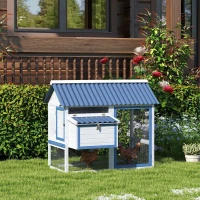PawHut 55.5" Wooden Chicken Coop with Run Box, Nesting Box, Removable Tray, Ramp, Outdoor Backyard for 2-3 Chickens, White(m-10)