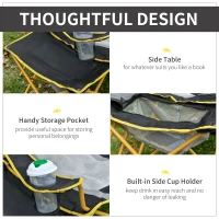 Outsunny Lightweight Camping Folding Chair Portable Fishing Seat w/ Carry Bag, Cup Holder & Side Table for Travel, Beach, Picnic, Hiking, Black & Yellow(m-6)