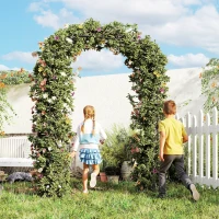 Outsunny 8FT Metal Garden Arch Trellis for Climbing Plants, Ceremony, Wedding Decoration, Black(m-9)