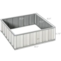 Outsunny 3' x 3' x 1' Raised Garden Bed, Galvanized Metal Planter Box for Vegetables Flowers Herbs, White(m-3)