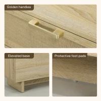 HOMCOM Boho Kitchen Sideboard Buffet Cabinet with Hinge Doors, Drawers and Adjustable Shelf for Living Room, Natural Wood(m-10)