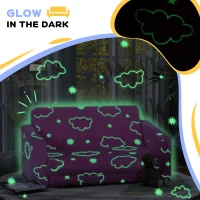Qaba Couch with Glow in the Dark Cloud Pattern, Washable Cover, Pink(m-4)