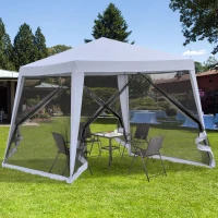 Outsunny 10x10ft Gazebo Tent with Netting Patio Canopy Outdoor Party Activity Sun Shade Garden Sun Shelter, Grey(m-8)