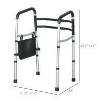 HOMCOM Toilet Safety Rails with Adjustable Height, Silver(m-3)